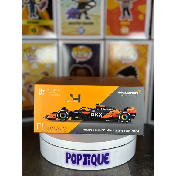 F1 McLaren MCL38 Lando Norris # 4 with Helmet (2024) Die-Cast Metal 1:43 - Picture 1 of 7